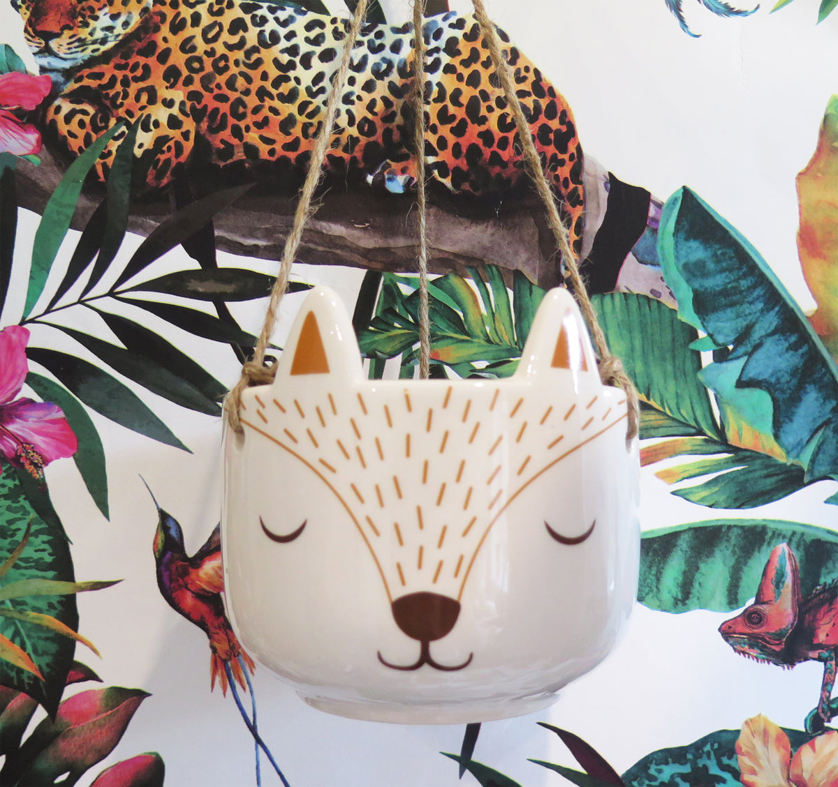 fox hanging planter Sleepy Fox Hanging Planter