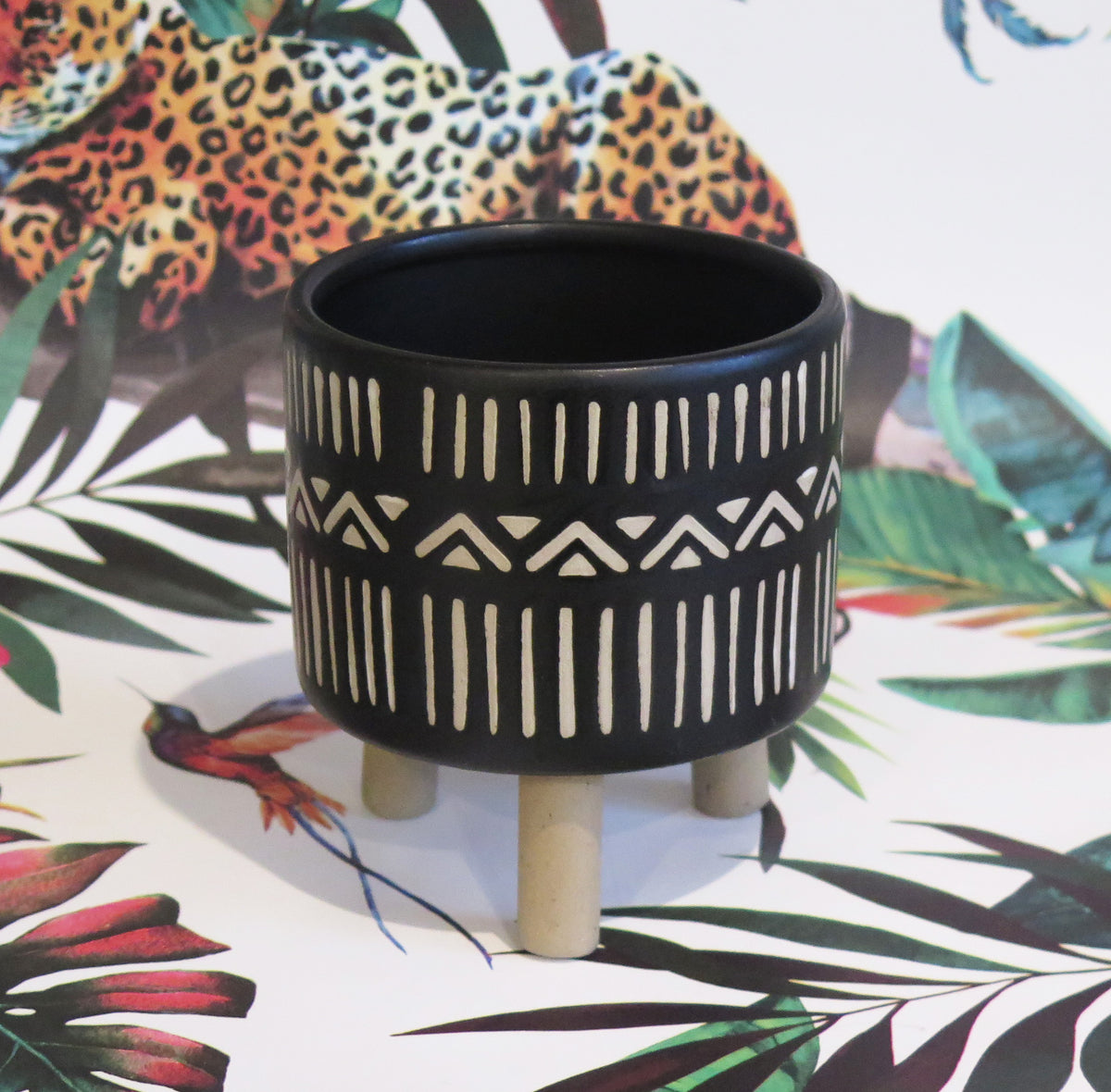 african style plant pots Beige & Black African Inspired Plant Pot – Easy Grow Seeds