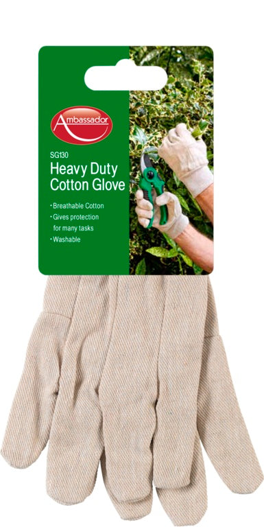 Ambassador Heavy Duty Cotton Gardening Gloves - One Size