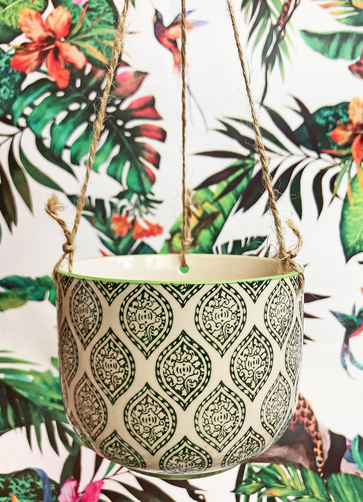 Leafy Green Paisley Hanging Planter