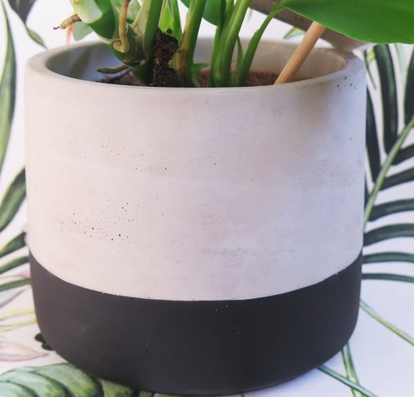 Black & Grey Colour Block Plant Pot